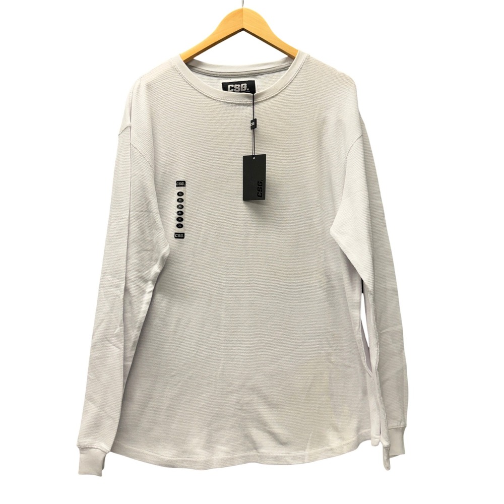 CSG Thermal Shirt Mens XL White Cotton Waffle Knit Long Sleeve NEW